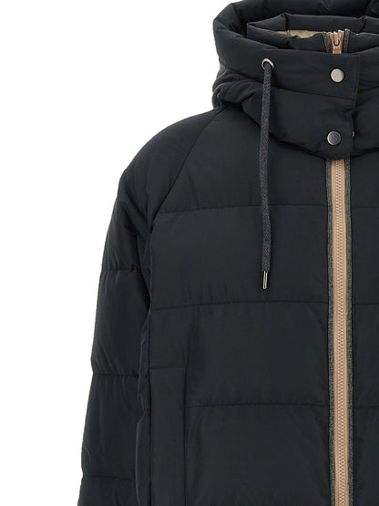 Brunello Cucinelli Down Jacket With Knit And Jewel Details