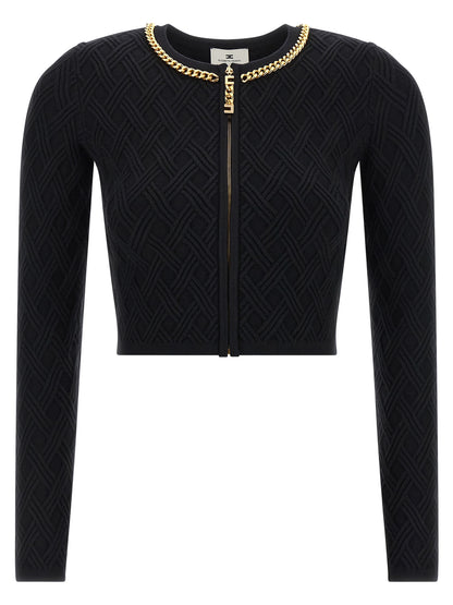 Elisabetta Franchi Jewel Zip Puller Cardigan