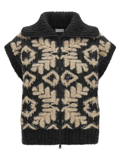 Brunello Cucinelli Sequin Intarsia Cardigan