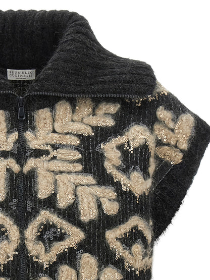 Brunello Cucinelli Sequin Intarsia Cardigan