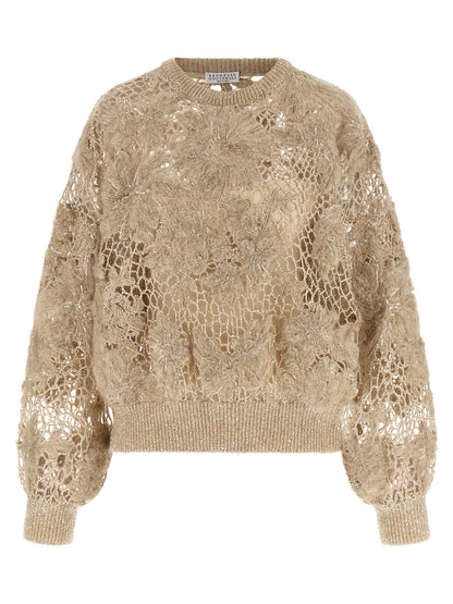Brunello Cucinelli Whispering Bloom Embroidery Sweater