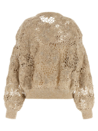 Brunello Cucinelli Whispering Bloom Embroidery Sweater