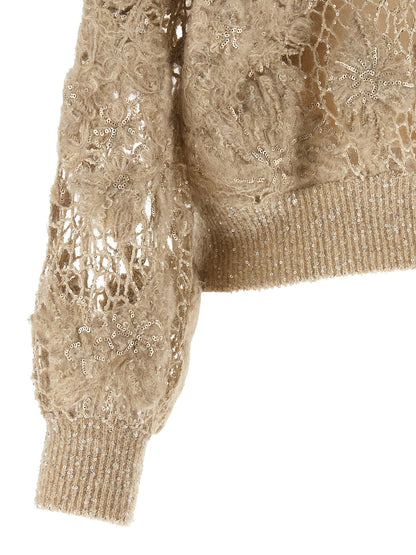 Brunello Cucinelli Whispering Bloom Embroidery Sweater