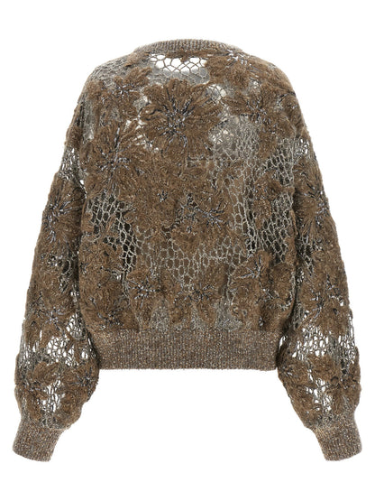 Brunello Cucinelli Whispering Bloom Embroidery Sweater