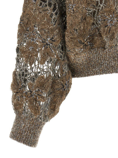 Brunello Cucinelli Whispering Bloom Embroidery Sweater