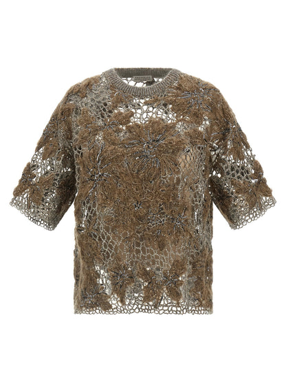 Brunello Cucinelli Whispering Bloom Embroidery T-shirt