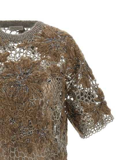 Brunello Cucinelli Whispering Bloom Embroidery T-shirt