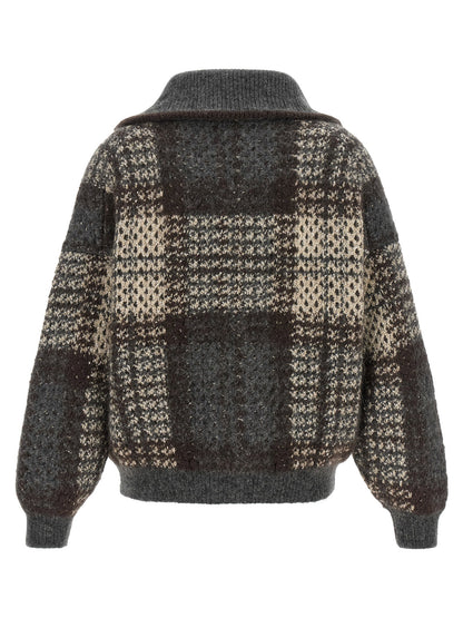 Brunello Cucinelli Double Dazzling Tartan Cardigan