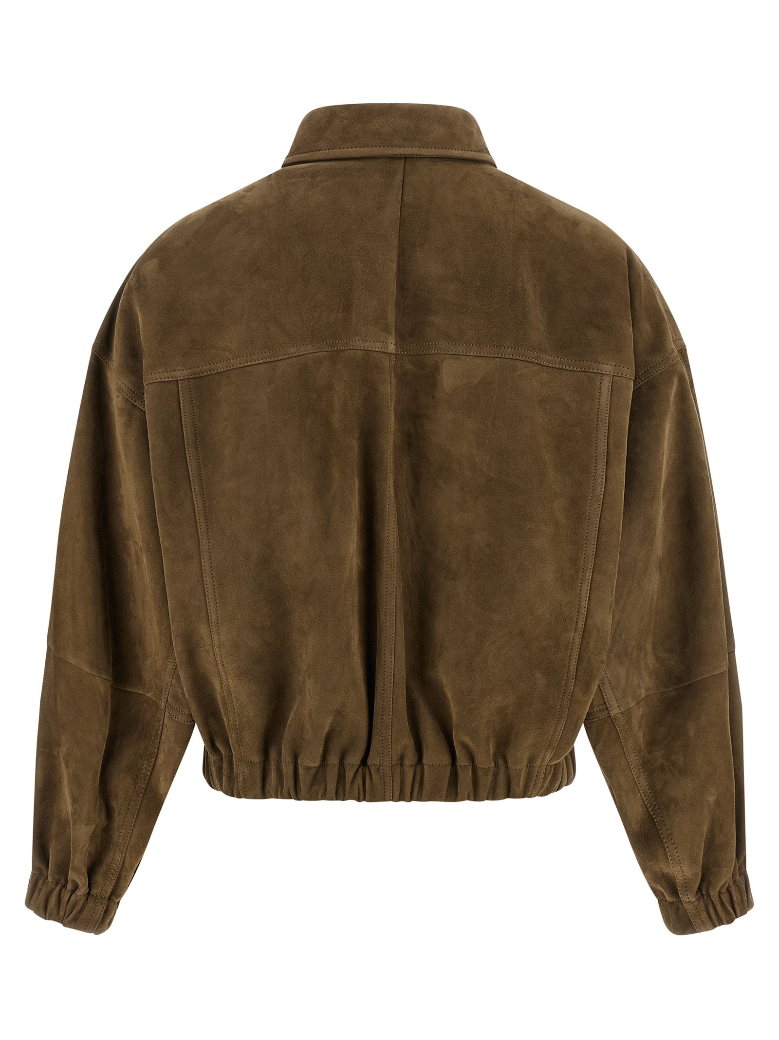 Brunello Cucinelli Shiny Zipper Pull Suede Jacket
