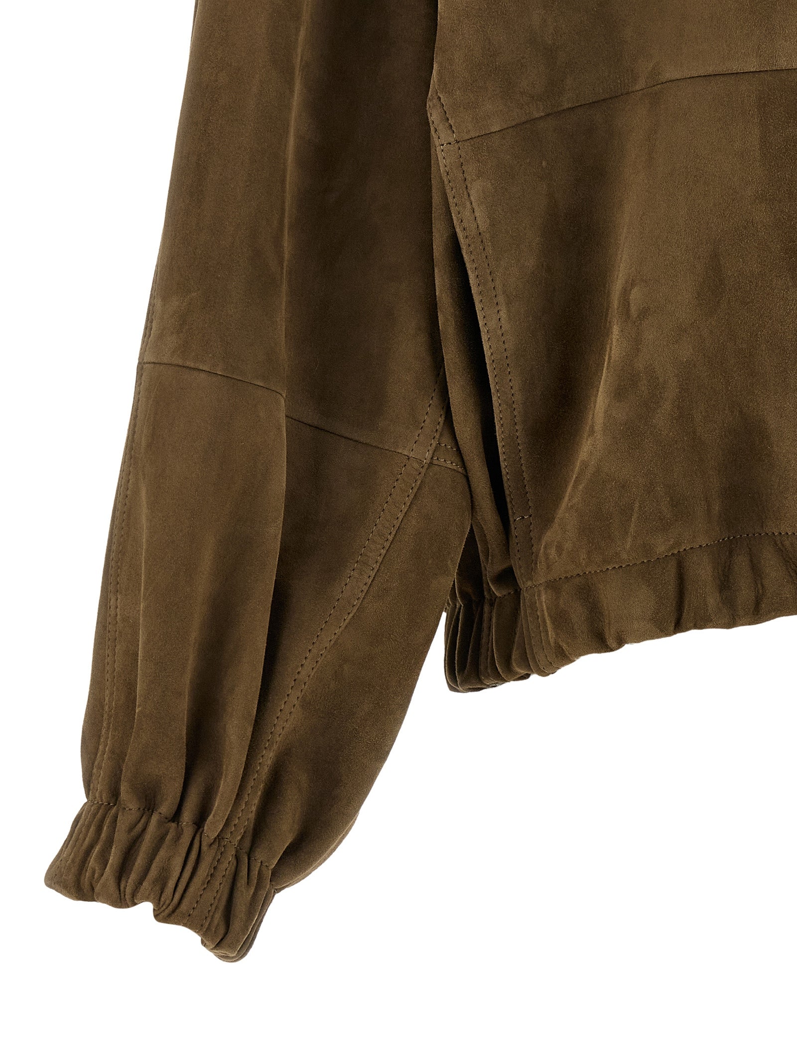 Brunello Cucinelli Shiny Zipper Pull Suede Jacket
