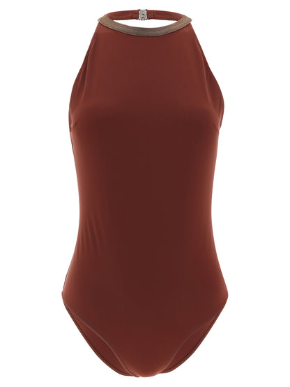 Brunello Cucinelli Precious Collar One-piece Swimsuit