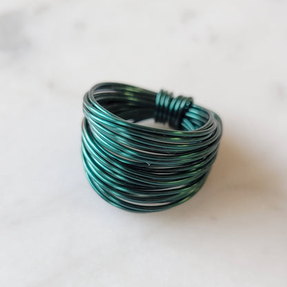 Marcia Wire Wrap Ring in Green