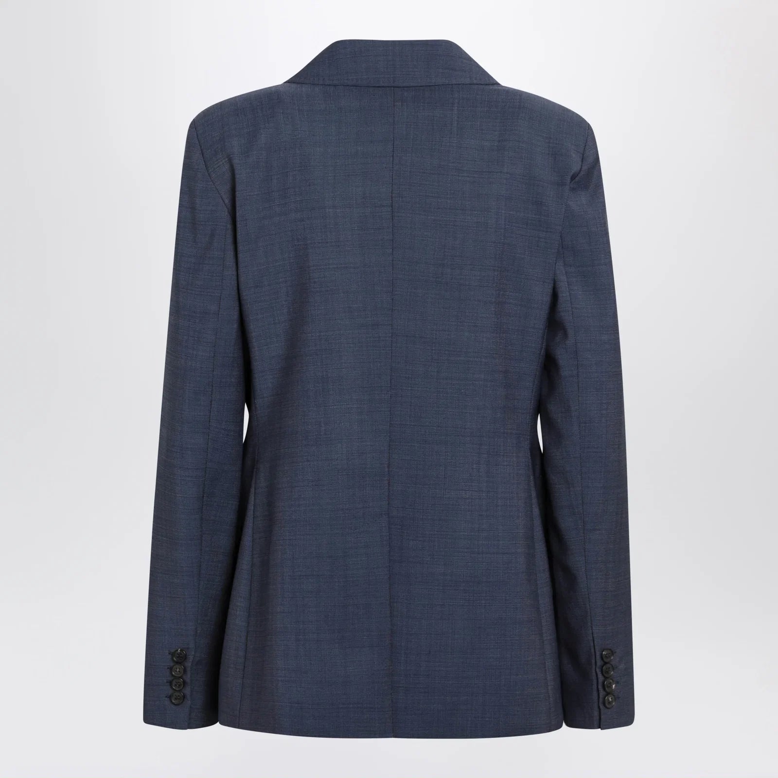 Max Mara Studio Double-Breasted Jacket in Denim Blue Wool Canvas