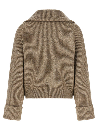Brunello Cucinelli Shiny Zipper Pull Cardigan