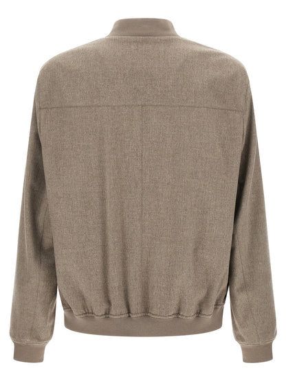 Brunello Cucinelli Light Flannel Bomber Jacket