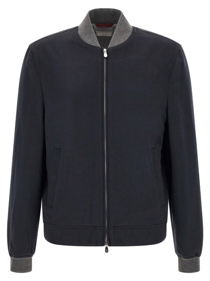 Brunello Cucinelli Light Flannel Bomber Jacket