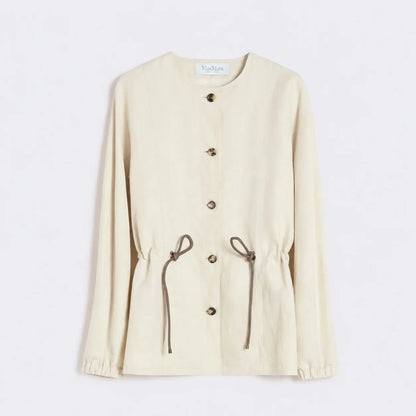 Max Mara Beige linen and silk jacket with drawstring
