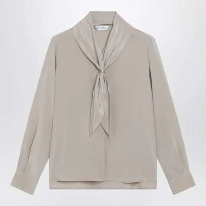 Max Mara Rock beige silk blouse with scarf