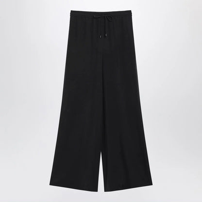 Max Mara Wide-leg blue silk trousers