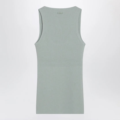 Max Mara Sleeveless ribbed top in sage green technical yarn