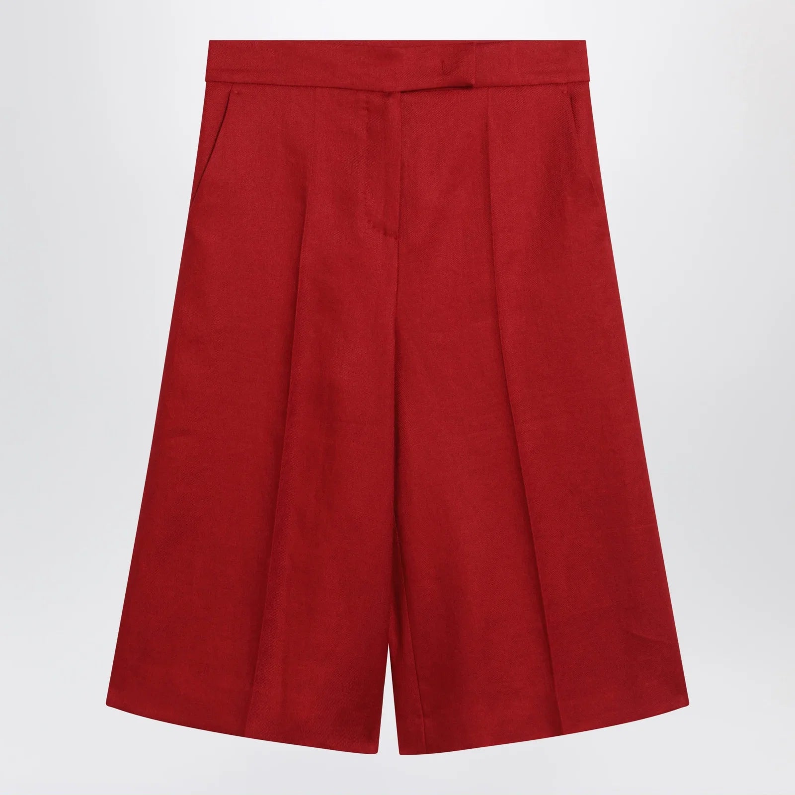 Max Mara Red linen bermuda shorts