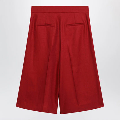 Max Mara Red linen bermuda shorts