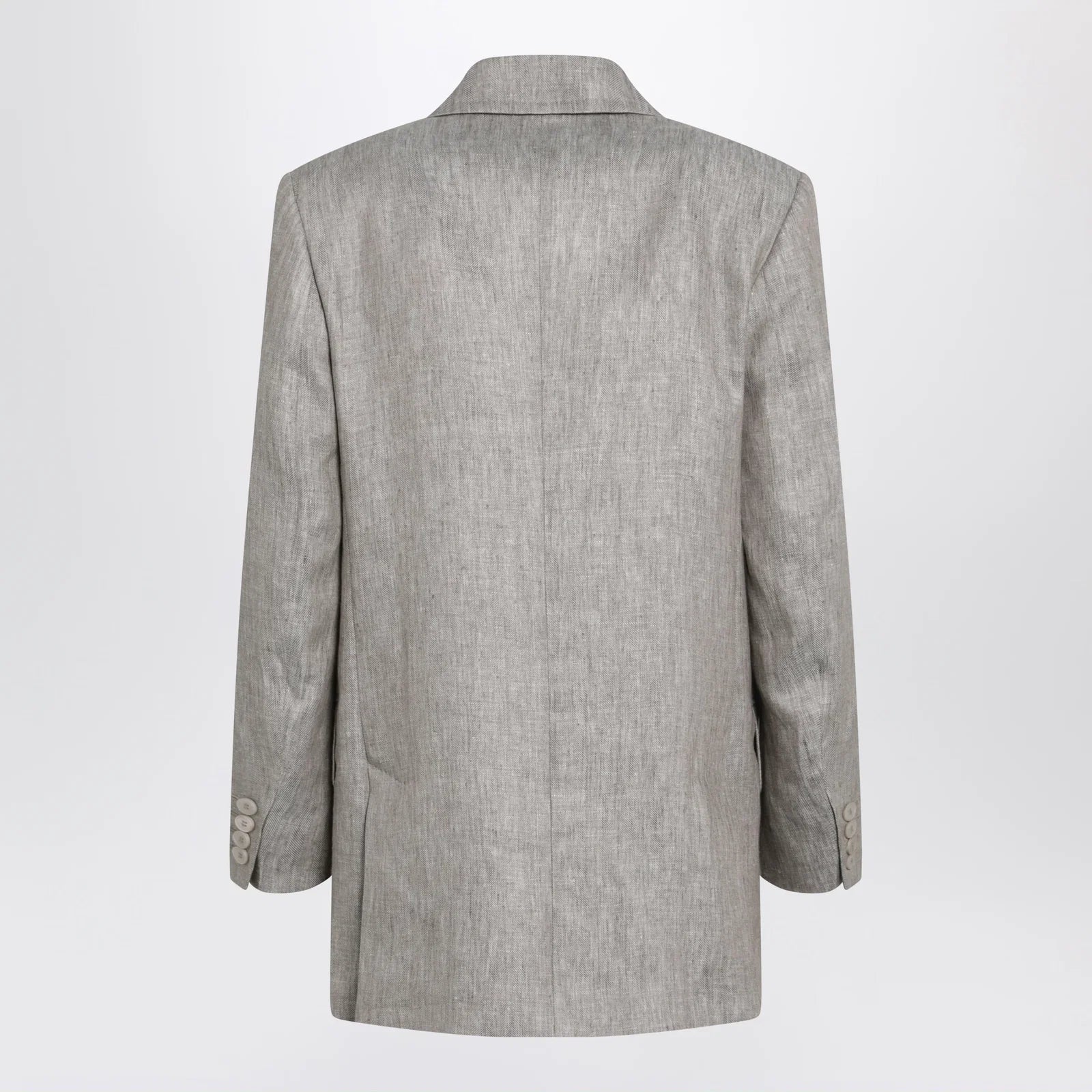 Max Mara Olimpia double-breasted chevron linen blazer in beige