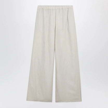 Max Mara Wide-leg linen and silk twill trousers in beige