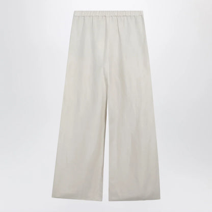 Max Mara Wide-leg linen and silk twill trousers in beige