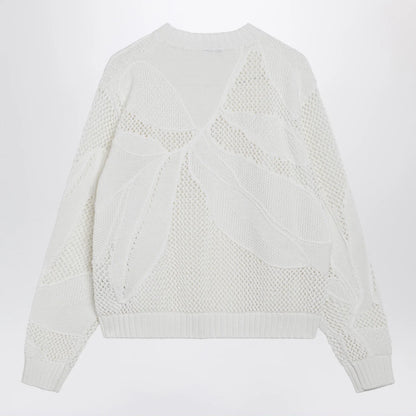 Max Mara Embroidered cotton crewneck sweater in white