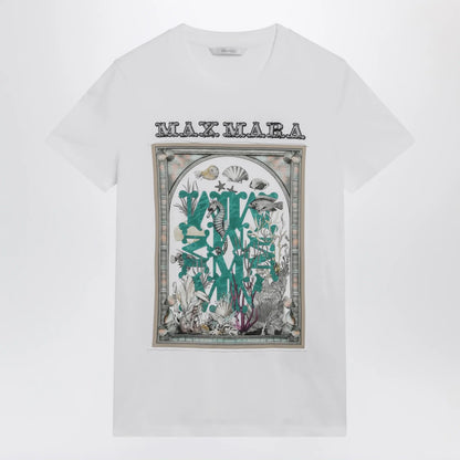Max Mara Optical white cotton jersey T-shirt with front print