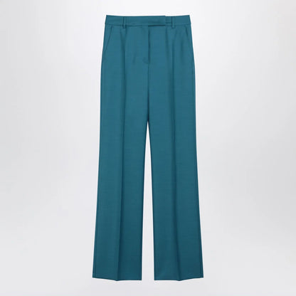 Max Mara Turquoise wool and silk-blend trousers