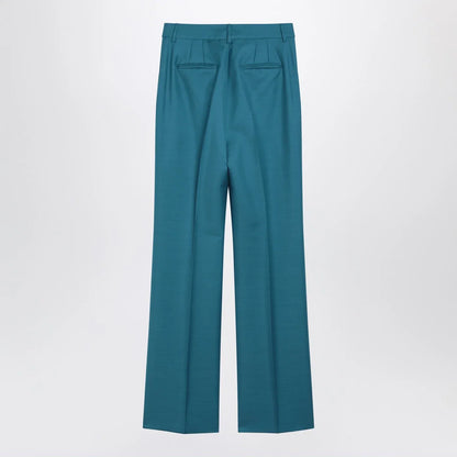 Max Mara Turquoise wool and silk-blend trousers