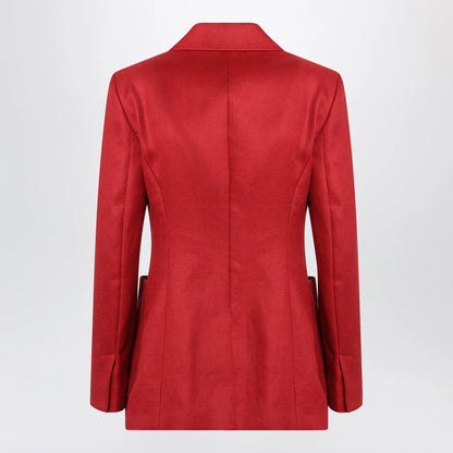 Max Mara Semi-fitted single-breasted blazer in red linen