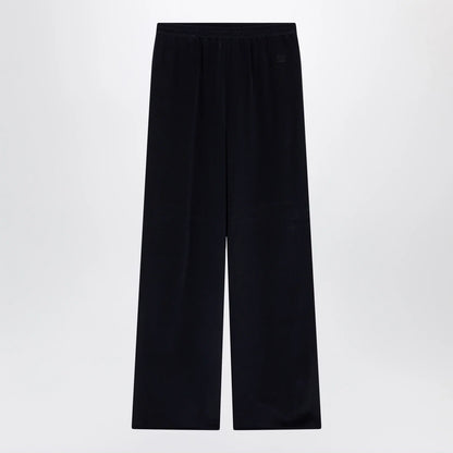 Max Mara Navy blue silk relaxed trousers