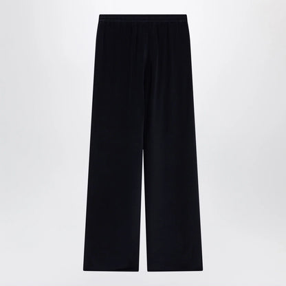 Max Mara Navy blue silk relaxed trousers