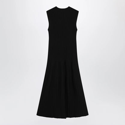 Max Mara Midi fit-and-flare ribbed viscose crêpe dress in black