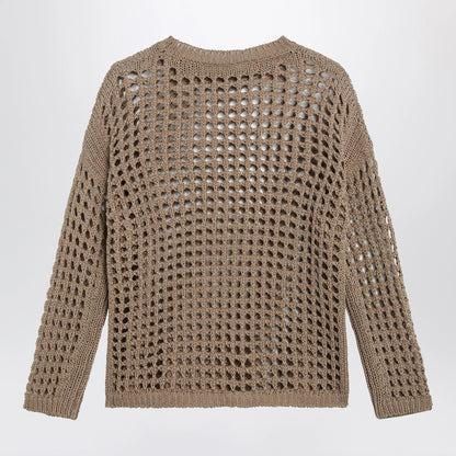 Max Mara Cotton mesh long-sleeve sweater in Desert