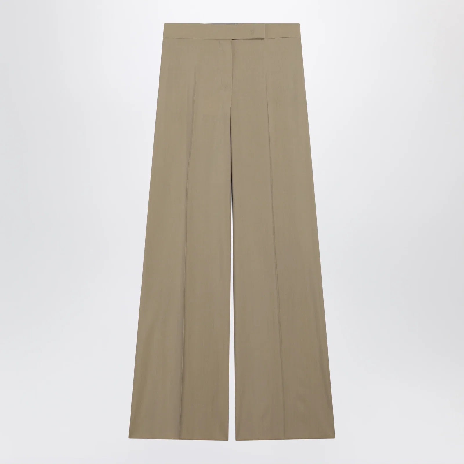 Max Mara Wide-leg trousers in sand-colored wool and silk poplin