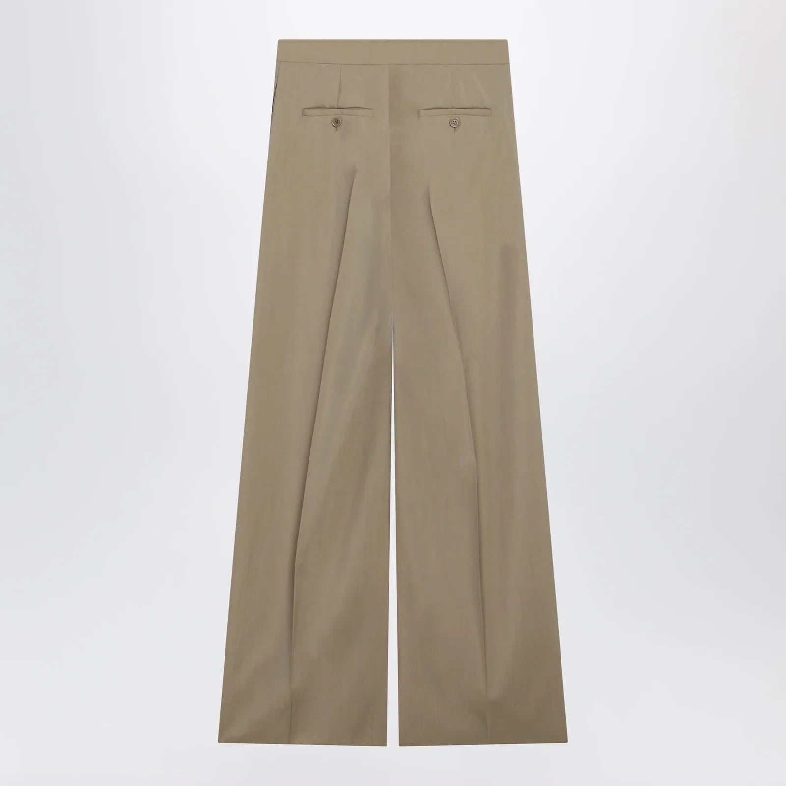Max Mara Wide-leg trousers in sand-colored wool and silk poplin