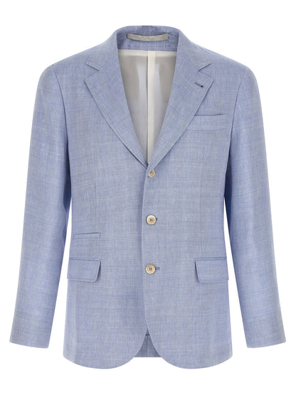 Brunello Cucinelli Linen And Wool Chevron Blazer