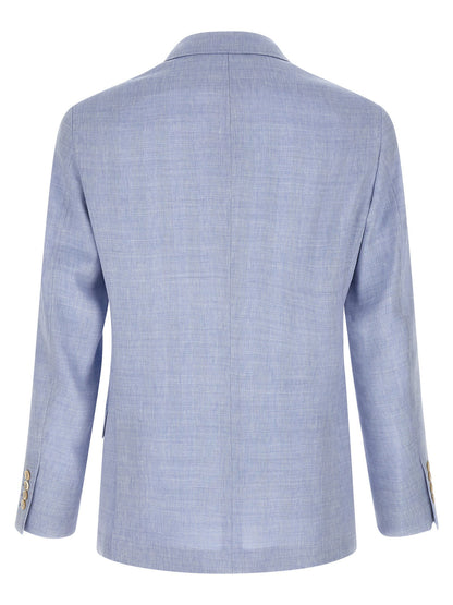 Brunello Cucinelli Linen And Wool Chevron Blazer