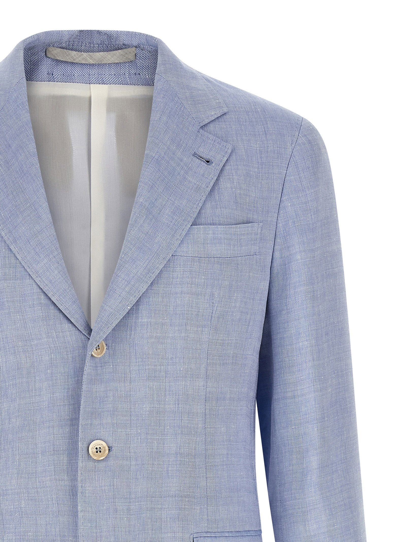 Brunello Cucinelli Linen And Wool Chevron Blazer