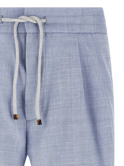 Brunello Cucinelli Linen And Wool Chevron Bermuda Shorts