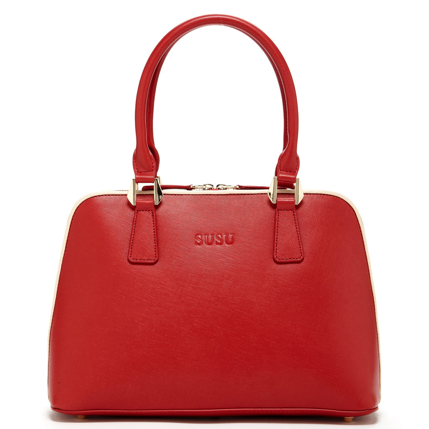 Melissa Red Saffiano Leather Satchel Bag