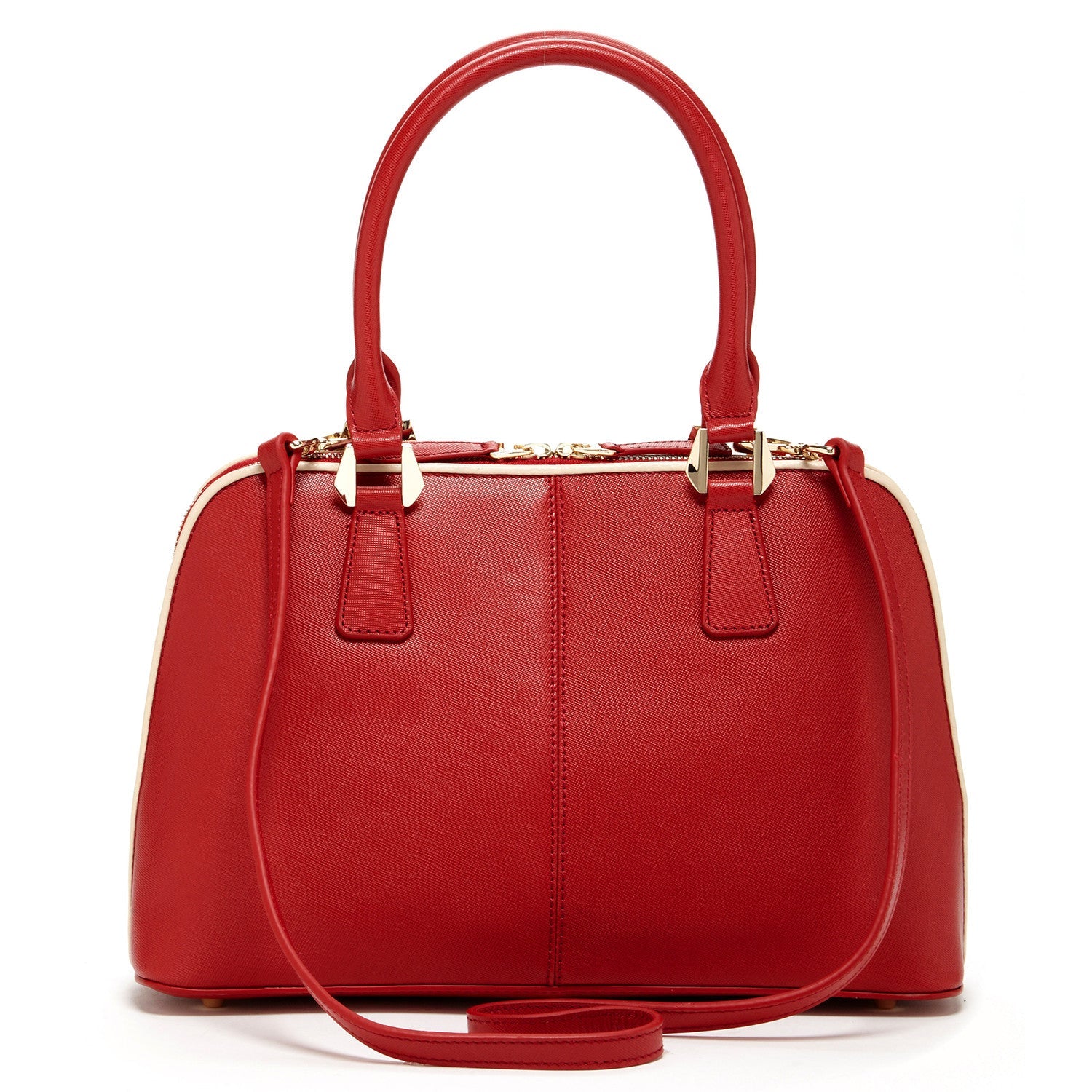 Melissa Red Saffiano Leather Satchel Bag