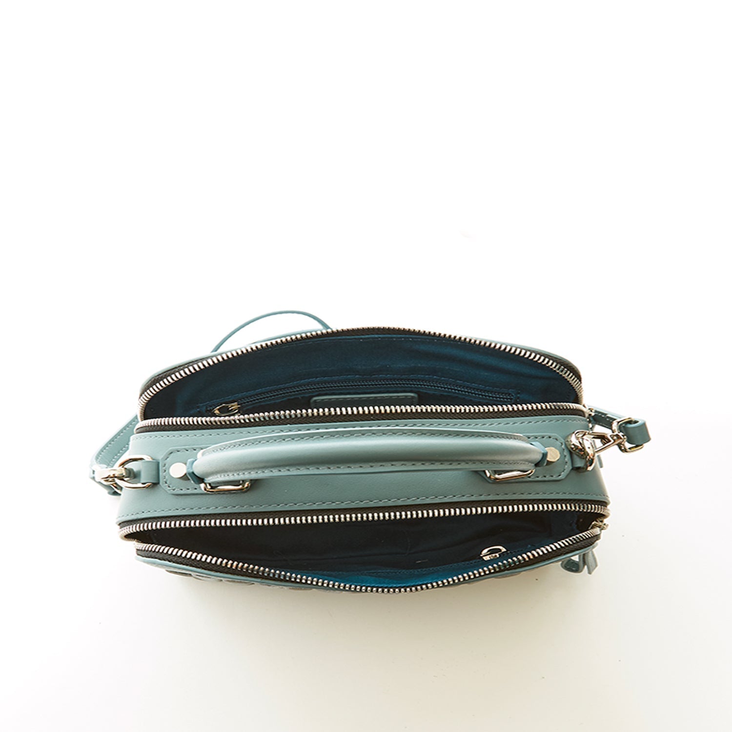 Kayla Woven Leather Crossbody Bag Blue