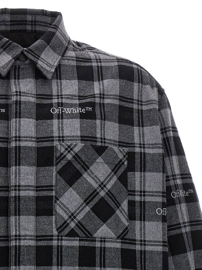 Off White Check Flannel Padded Jacket
