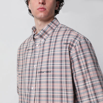Off White Off-White™ Pink check-pattern shirt with logos