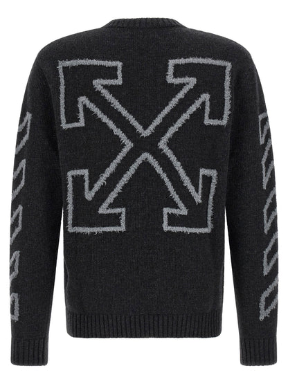 Off White Diag Arrow Fuzzy Sweater With Intarsia